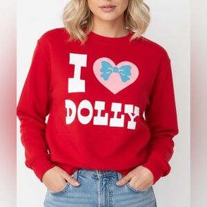 Dolly Red Crewneck Sweatshirt I Heart Dolly Graphic Size M